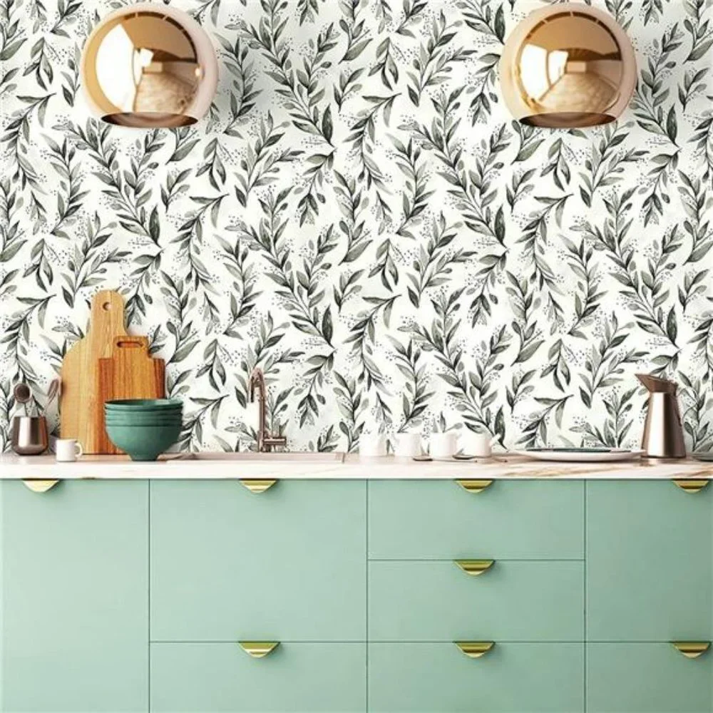 Olive Leaf Peel and Stick Wallpaper Floral Contact Paper 17.7inch x 78.7inch